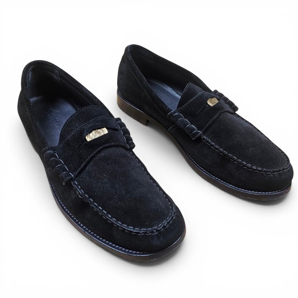 RHUDE Penny Loafers Mens 12 ITALY Black Suede Leather Luxury Designer Minimalist